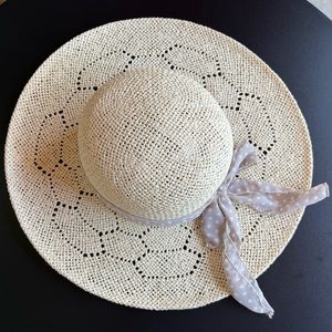 H&M Beach Hat with Polka Dot Bow Tie